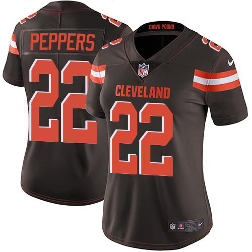 Nike Browns #22 Jabrill Peppers Brown Team Color Women's Stitched NFL Vapor Untouchable Limited Jersey - Click Image to Close